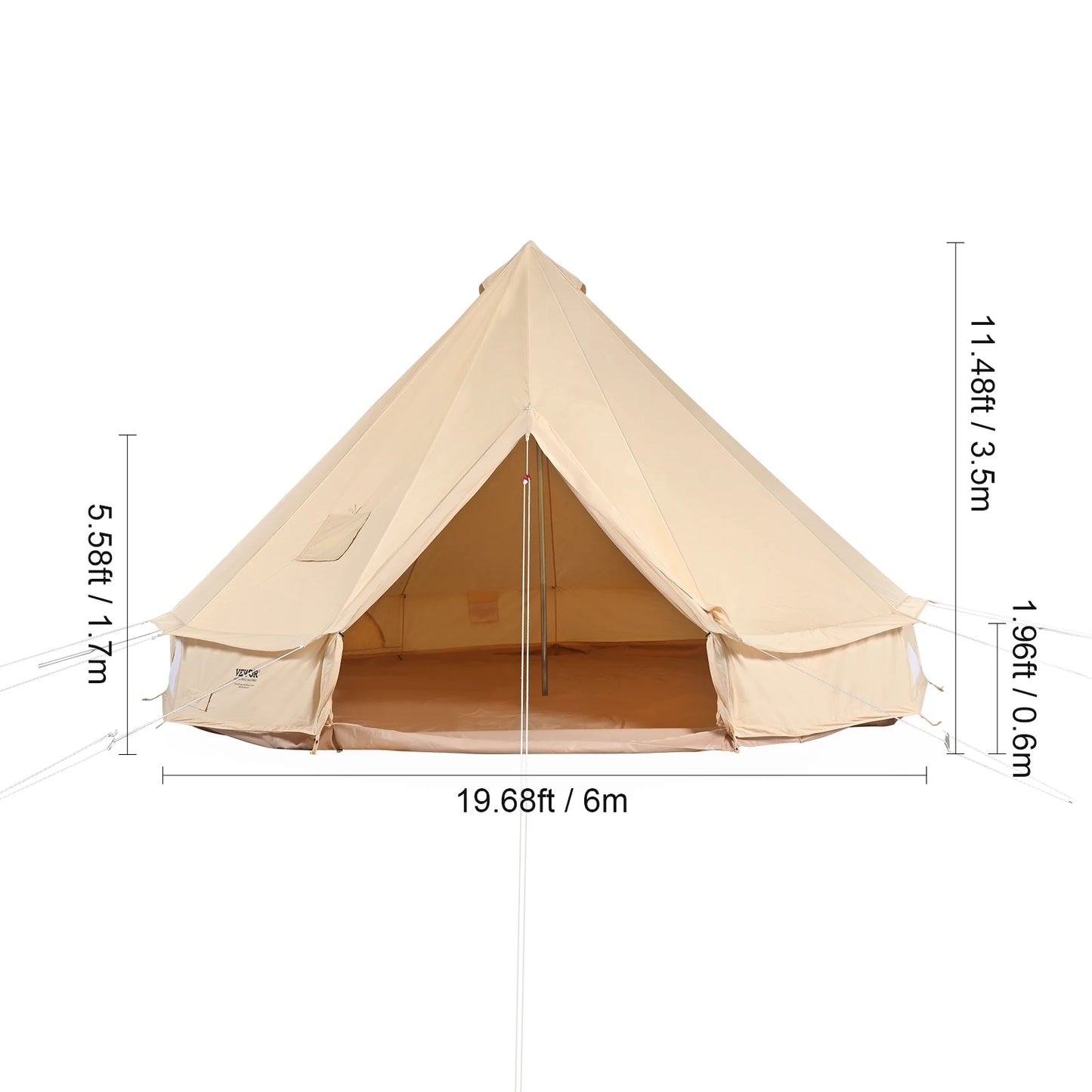 SucceBuy Four Season Canvas Bell Tent For Camping With Stove