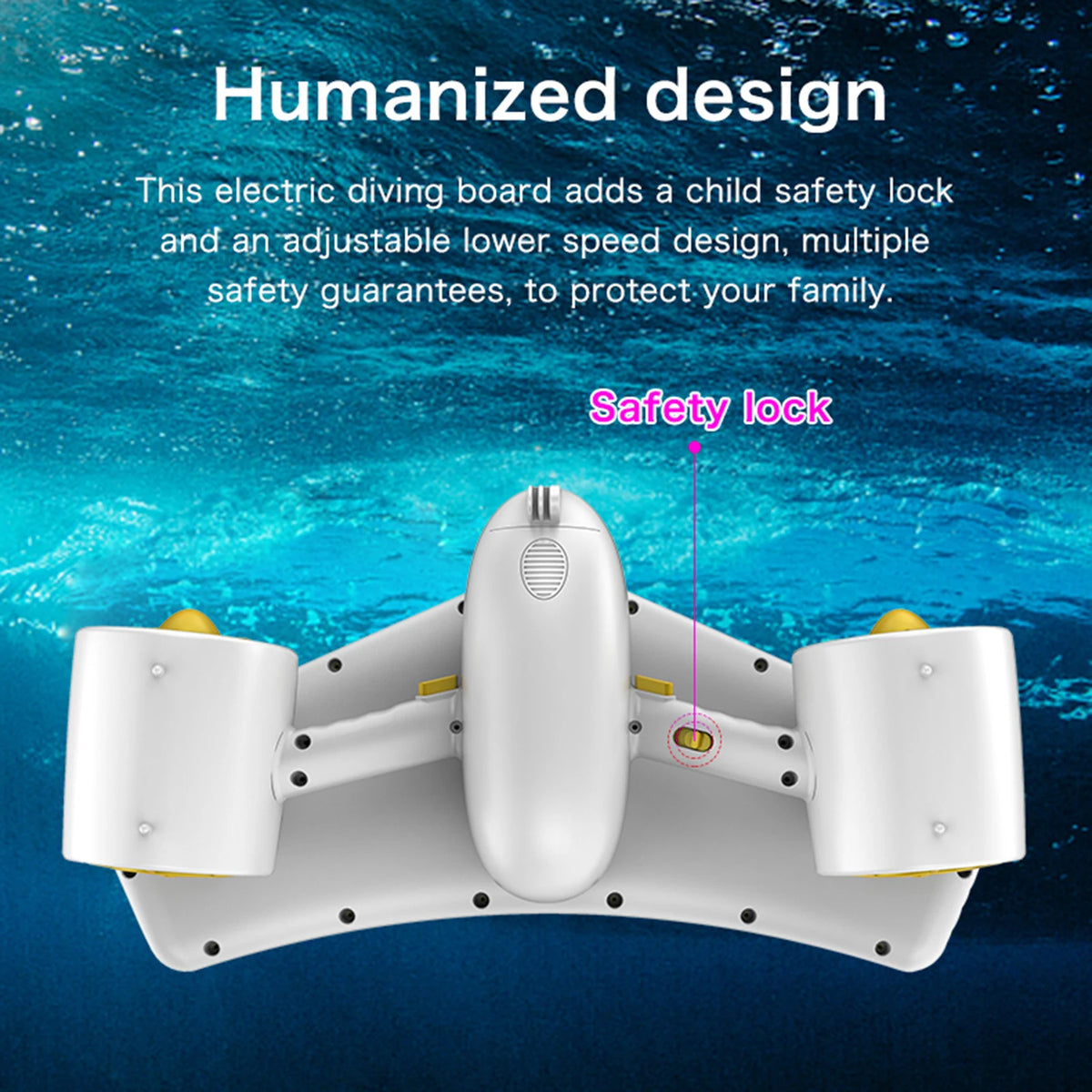 IP68 Waterproof Underwater Scooter 50m Diving Depth Dual Motor 2 Speed 12 kgf Thrust Portable Removable Battery Water Sea Scooter with Sport camera mount and Child Safety Lock for Snorkeling Swimming Diving