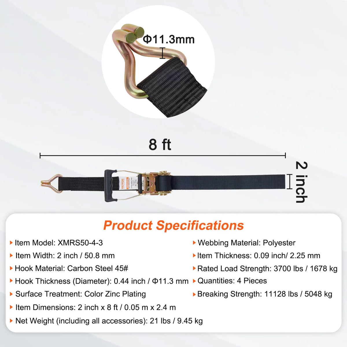 SucceBuy 4pcs 2/4/8M Ratchet Strap Tie Down Cargo Belt with Metal Buckle Tensioner Strong Lashing for Luggage Car Motorcycle