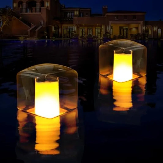 Solar Flame Floating Pool Lights Waterproof Square Glowing Disc