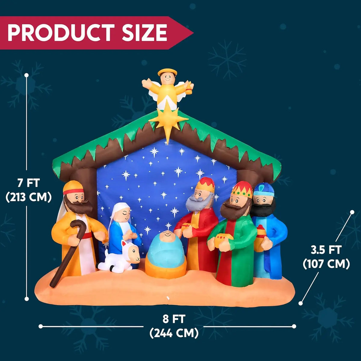 Joyfy Outdoor Inflatable Nativity Scene With Built In Led Lights