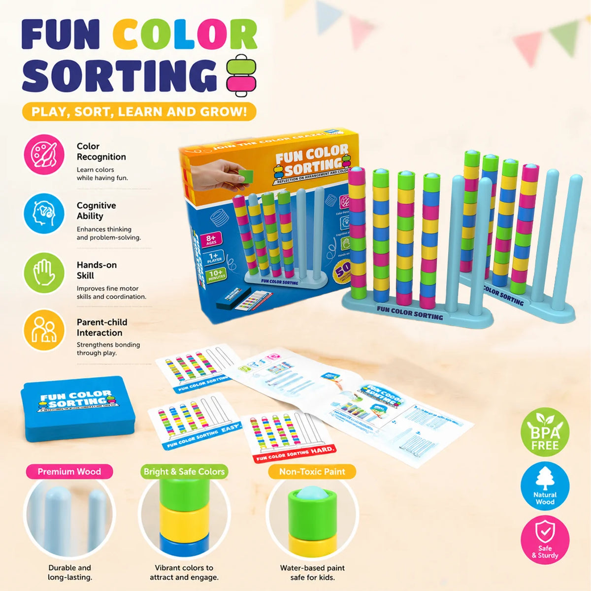 Color Stack Challenge Game Creative Matching Card Puzzle Toy